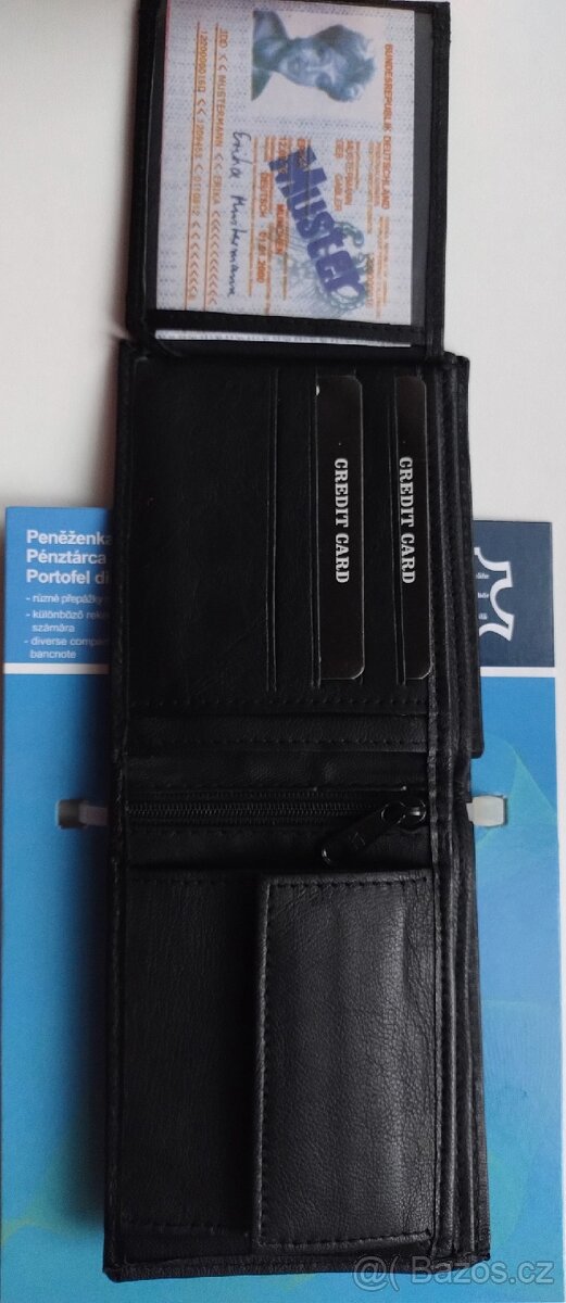 Nová pánská černá peněženka z pravé kůže - 4