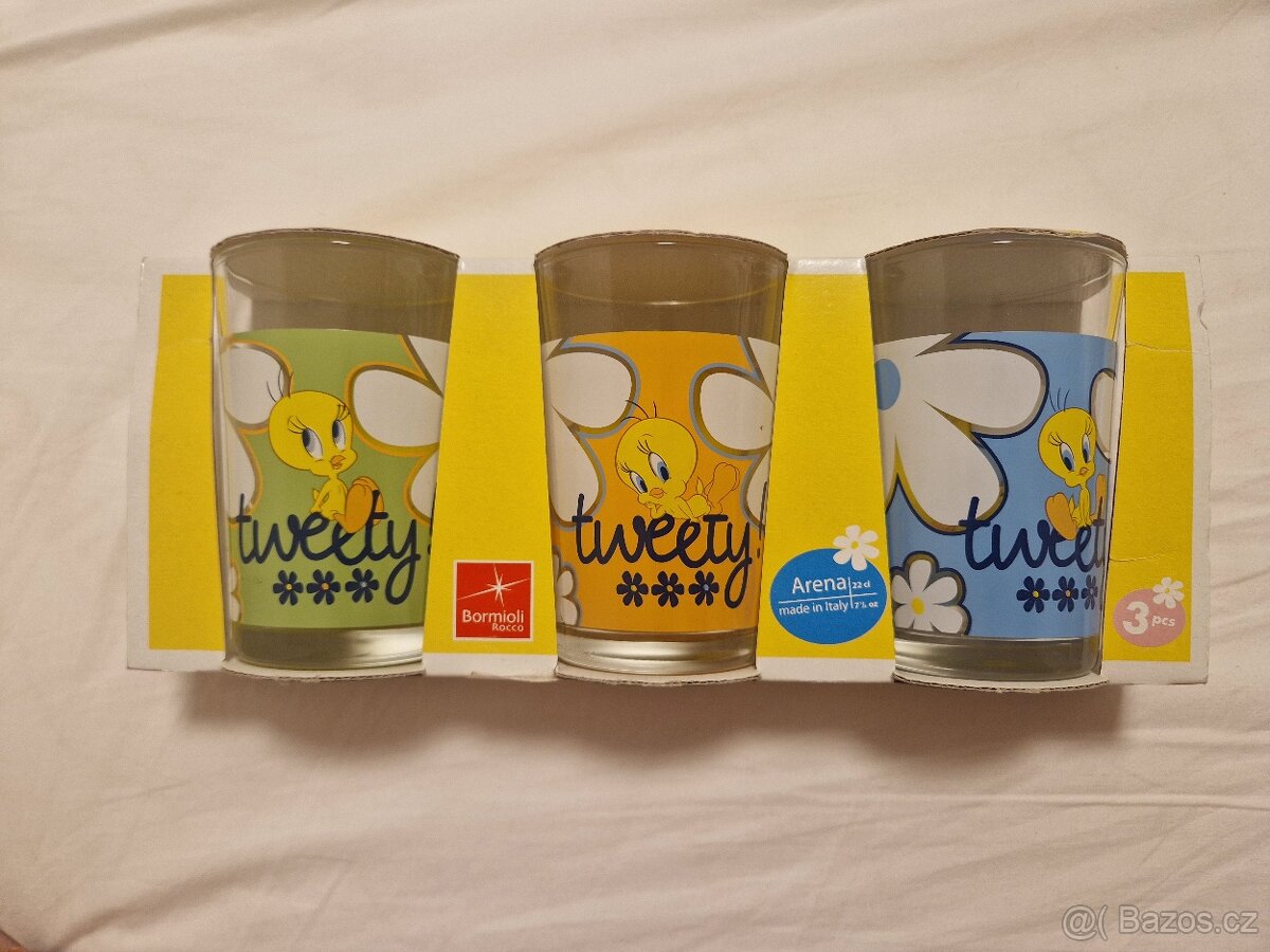 Krásná nová sada 3 skleniček s motivem Tweety - 4