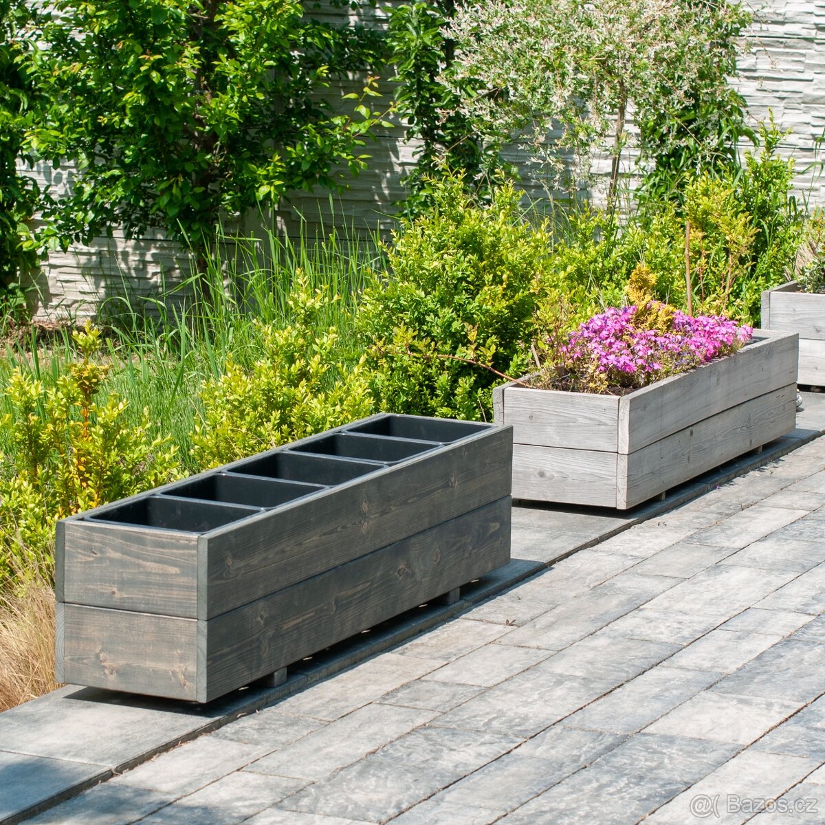 Dřevěné truhlíky na terasu - antracit / šedá - 4