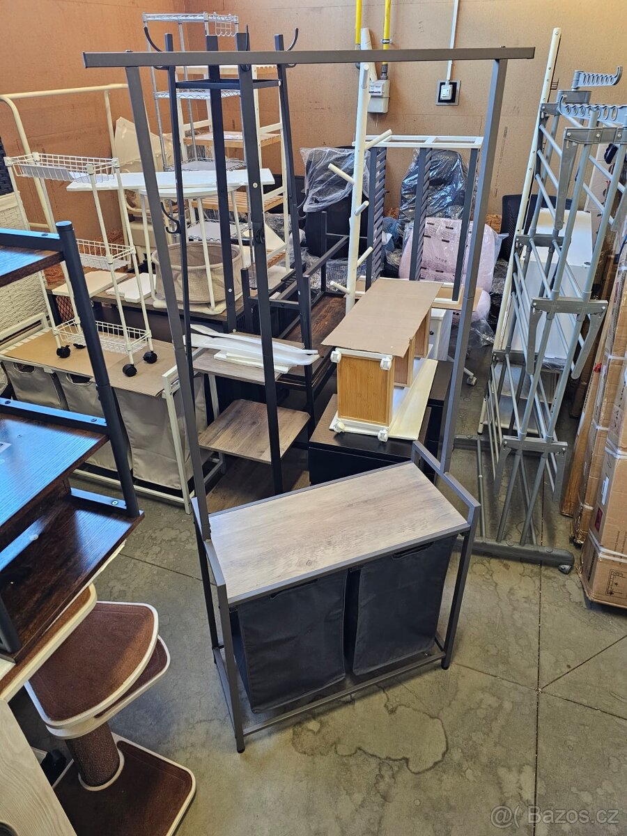 Nový koš na prádlo 2x46 litrů se šatní tyčí - 4