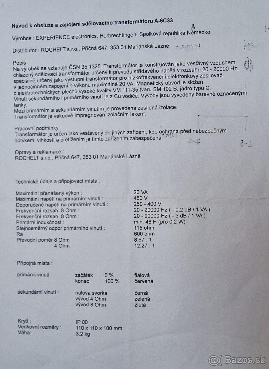 Výstupné transformátory pre 6C33C - 4