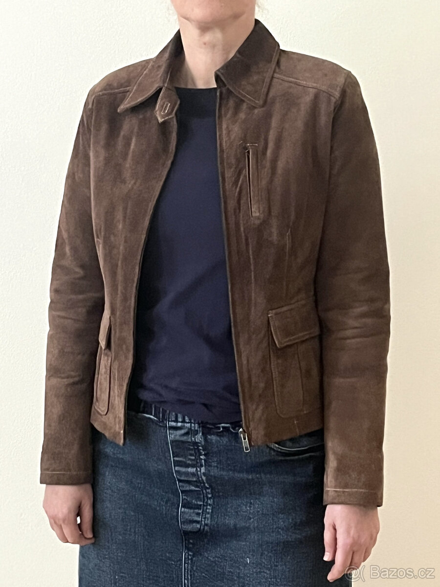 dámská hnědá kožená bunda Gipsy - pravá velurová kůže - 4