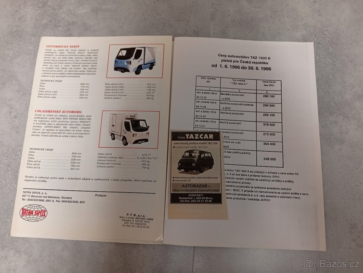 TAZ Microcar - prospekt - ceníky TAZ 1500 - 4