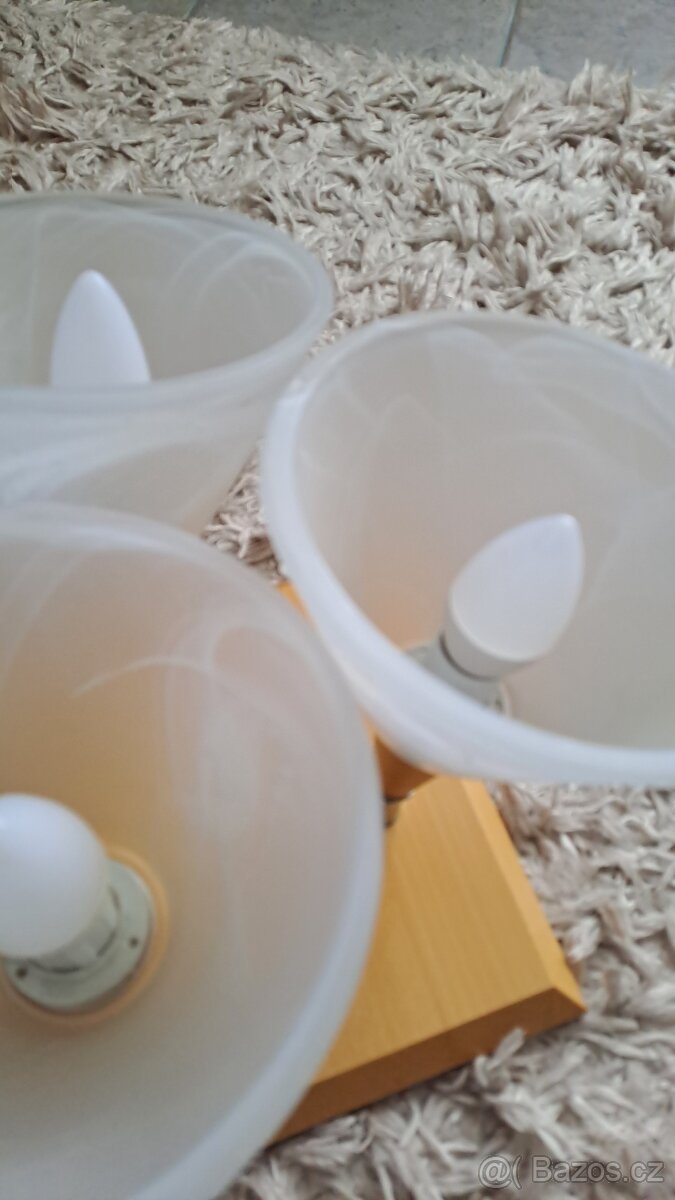 Stropní svítidlo, 3 žárovky, mléčné sklo - 4