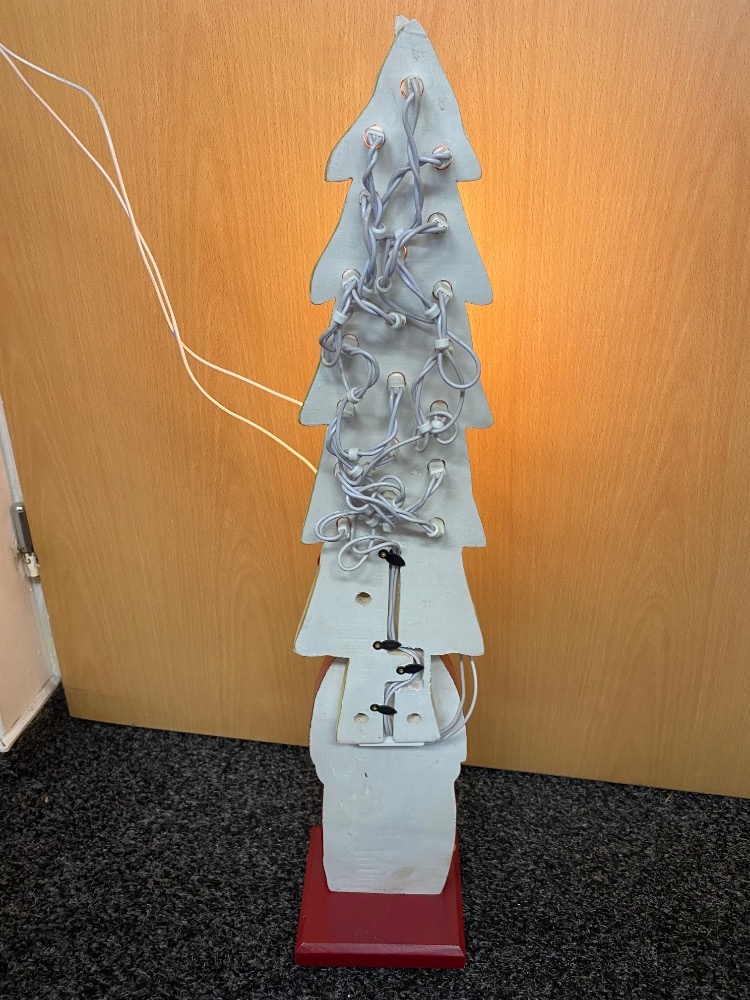 Dřevěná vánoční dekorace svítící sněhulák - 4