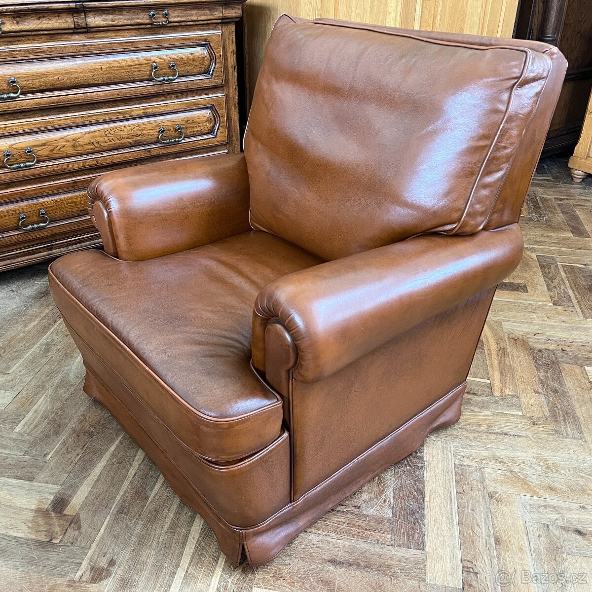 Křeslo, kůže hnědá - 4