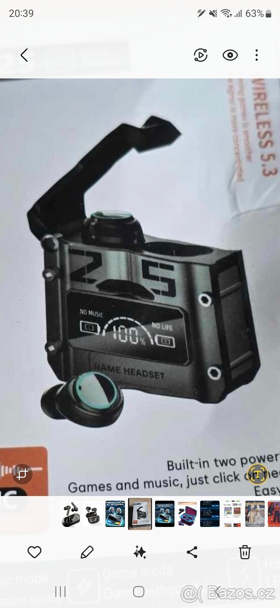 Bezdrátová sluchátka s herním módem a LED displej - 4