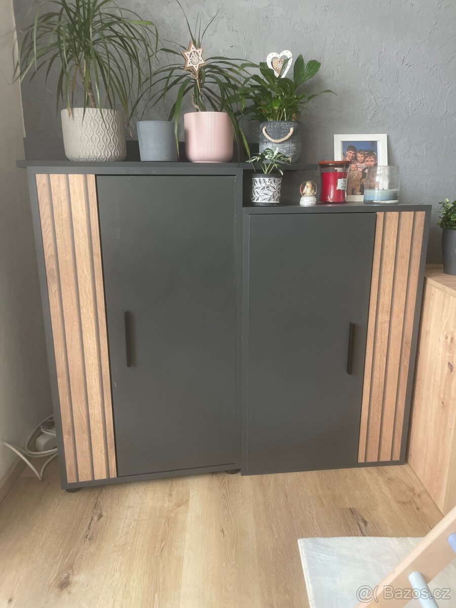 Obýváková stěna antracitová/přírodní - 4