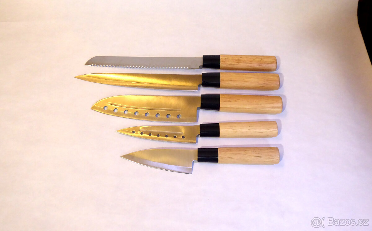 B349_ Kuchyňské nože a stojánek, nové - 4