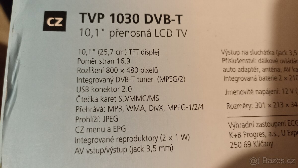 Přenosný LCD televizor ECG TVP 1030 DVB-T - 4