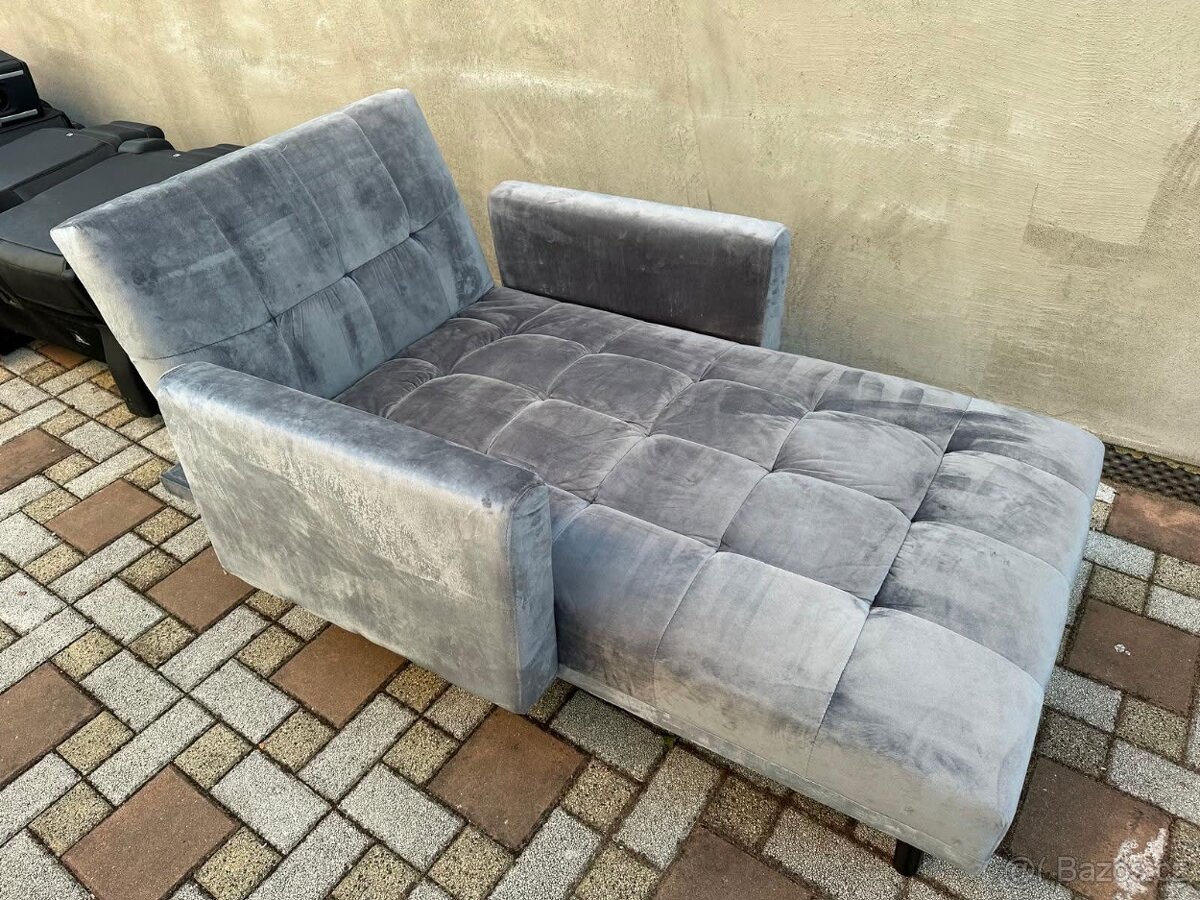Moderní sametová lenoška / chaise lounge - 4