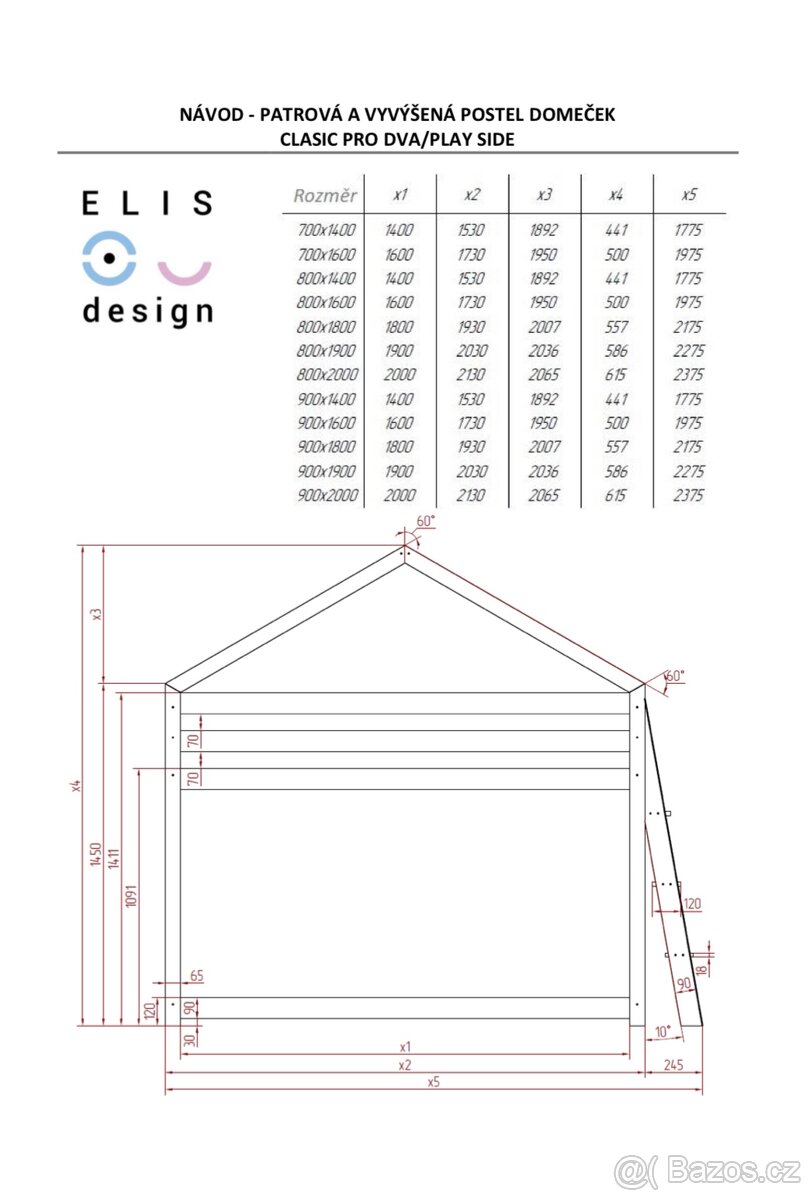 Vyvýšená postel domeček, Elis design - 4