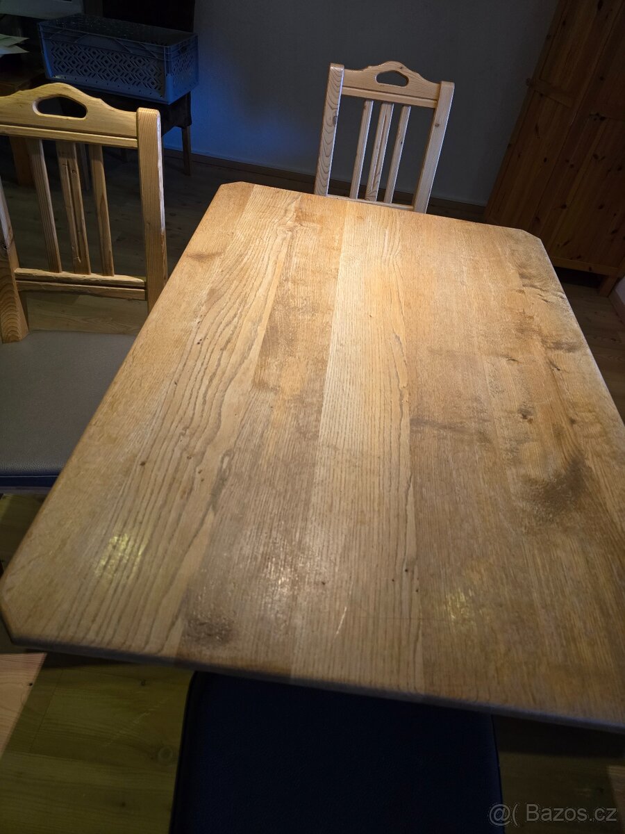 Masivní dřevěný stůl a židle (dub) - 4