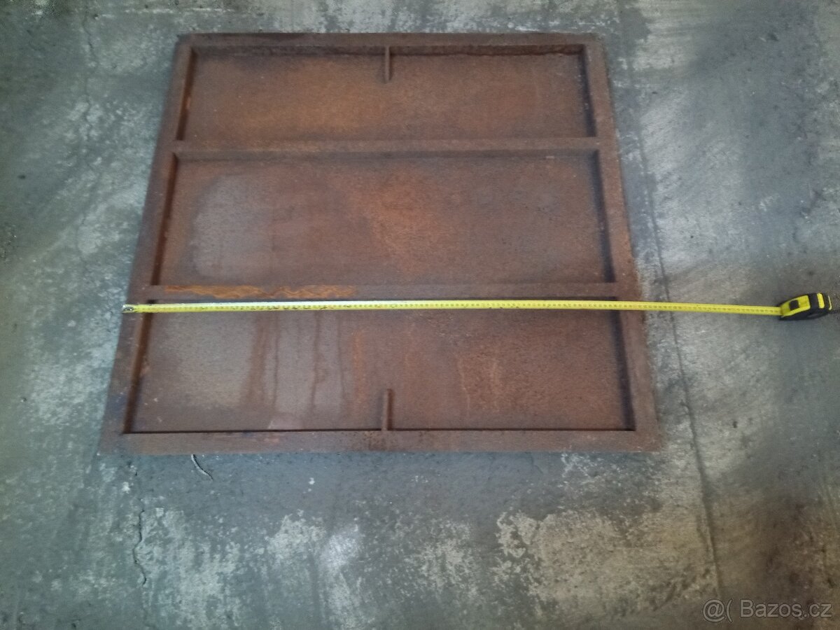Prodám použitý plechový poklop zesílený 100,5cm x 100,5cm, - 4