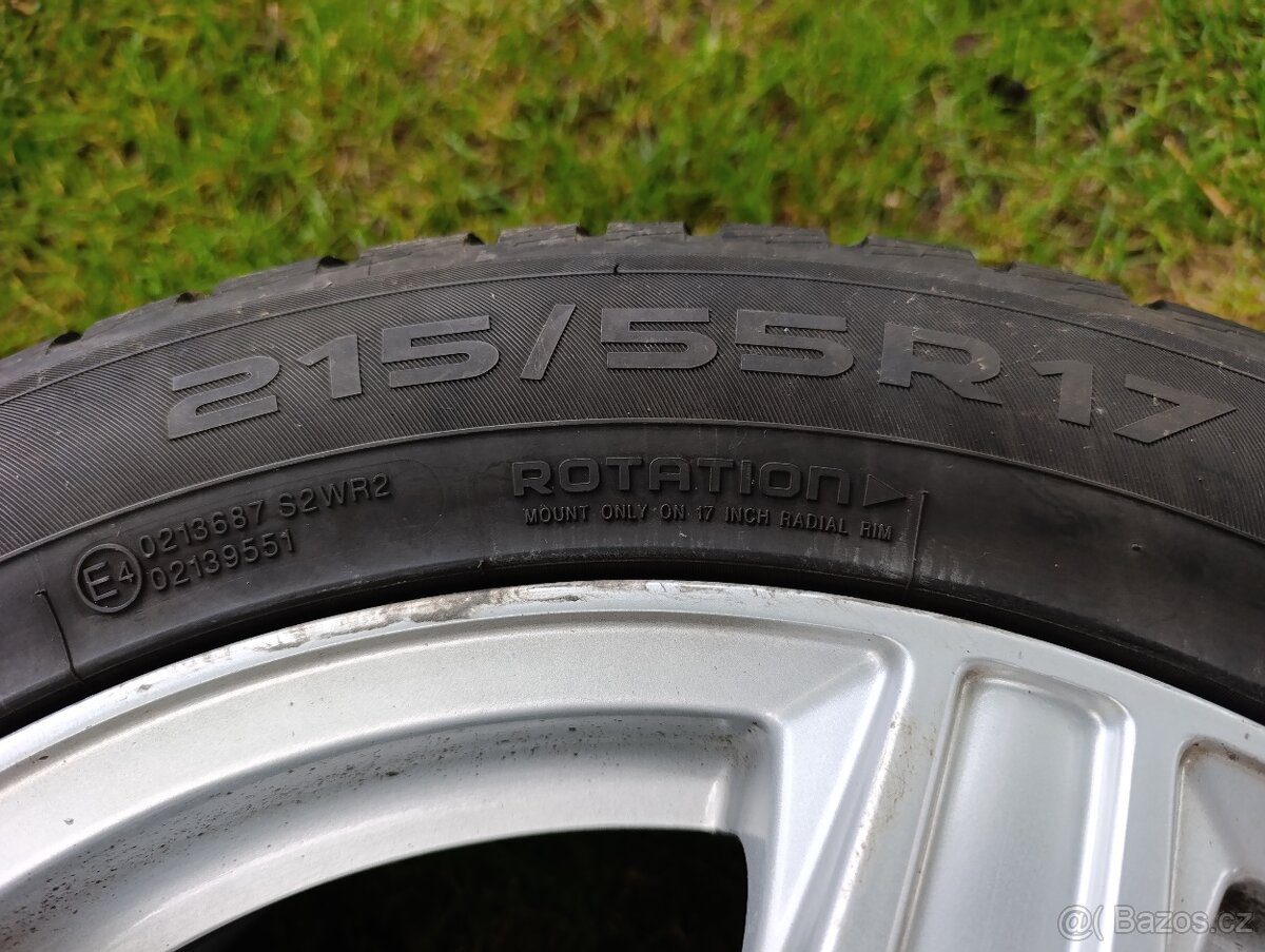 ALU kola 5x100, Zimní pneu 215/55/17, 7mm - 4