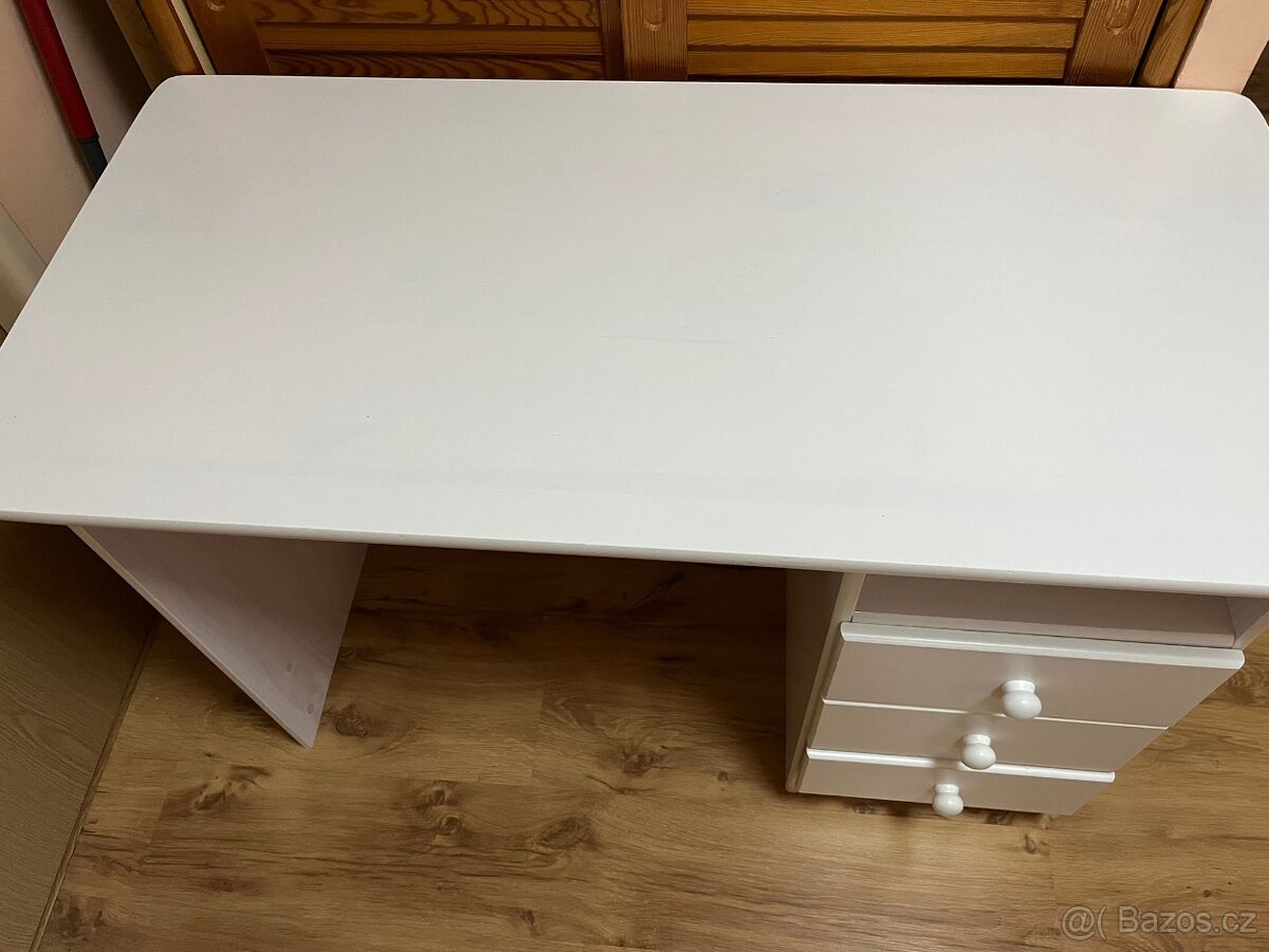 Psací stůl (bílý lak, masiv borovice) - 4