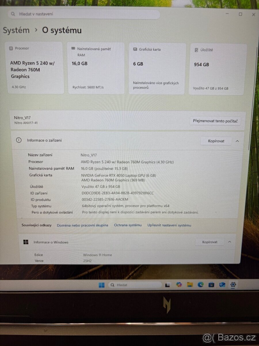 Krasny Acer Nitro V 17 AI 16/1TB - 4