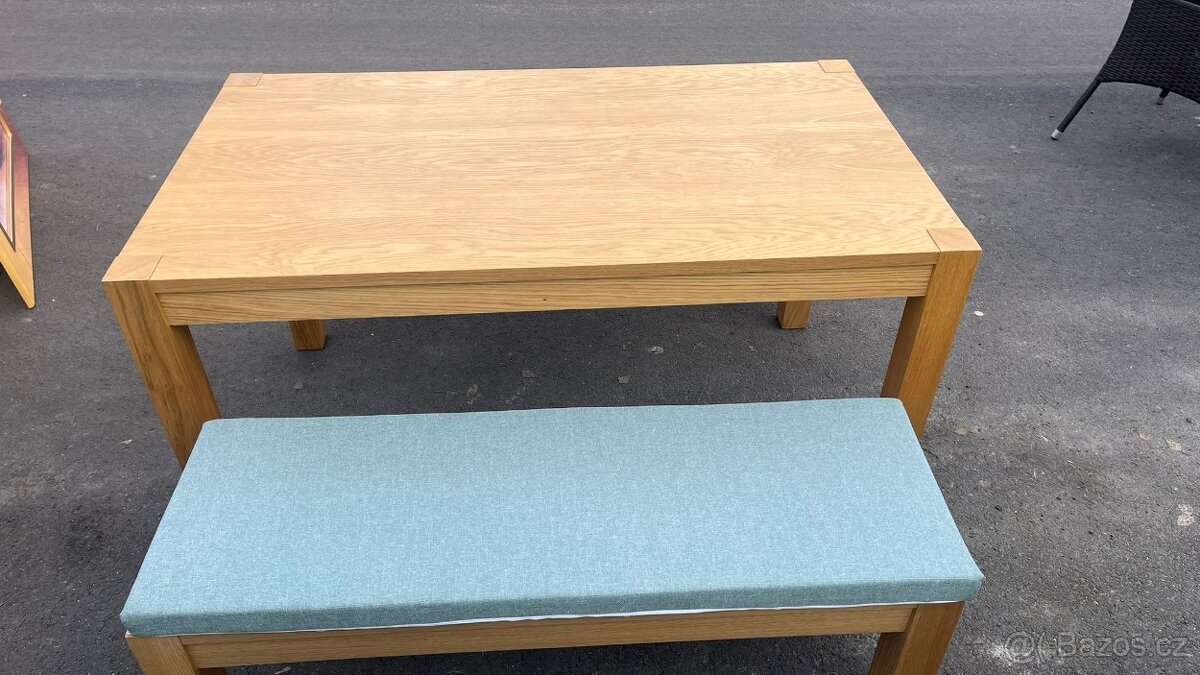 Masivní stůl + 2 lavice + polstrování...IKEA - 4