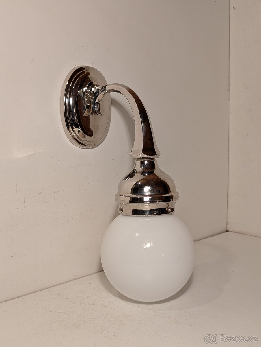 Art Deco nástěnná mosazná lampička , TOP stav - 4