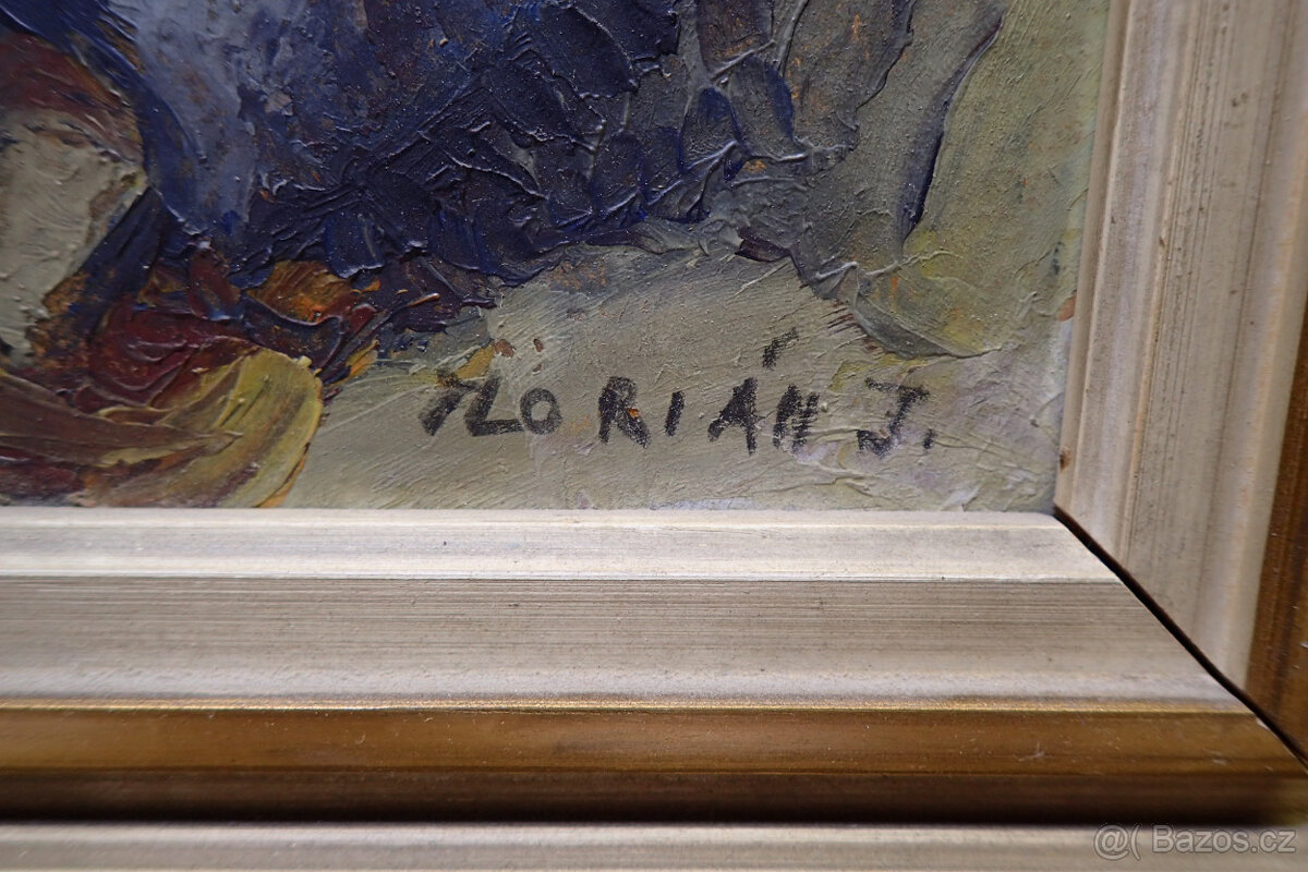 Florián Joža - Chlapec s jablky- starý Obraz - 4