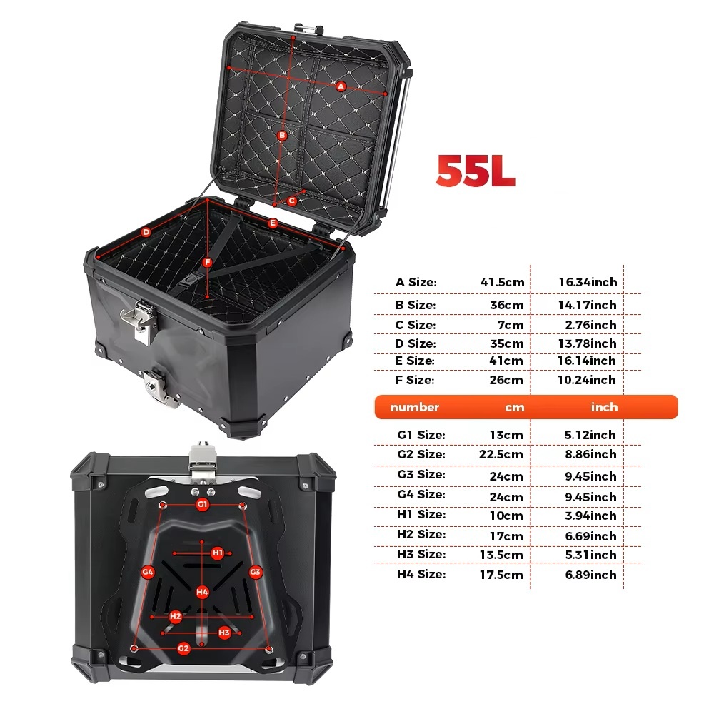 Zadní motokufr TopCase 55L hliníkový černý - 4