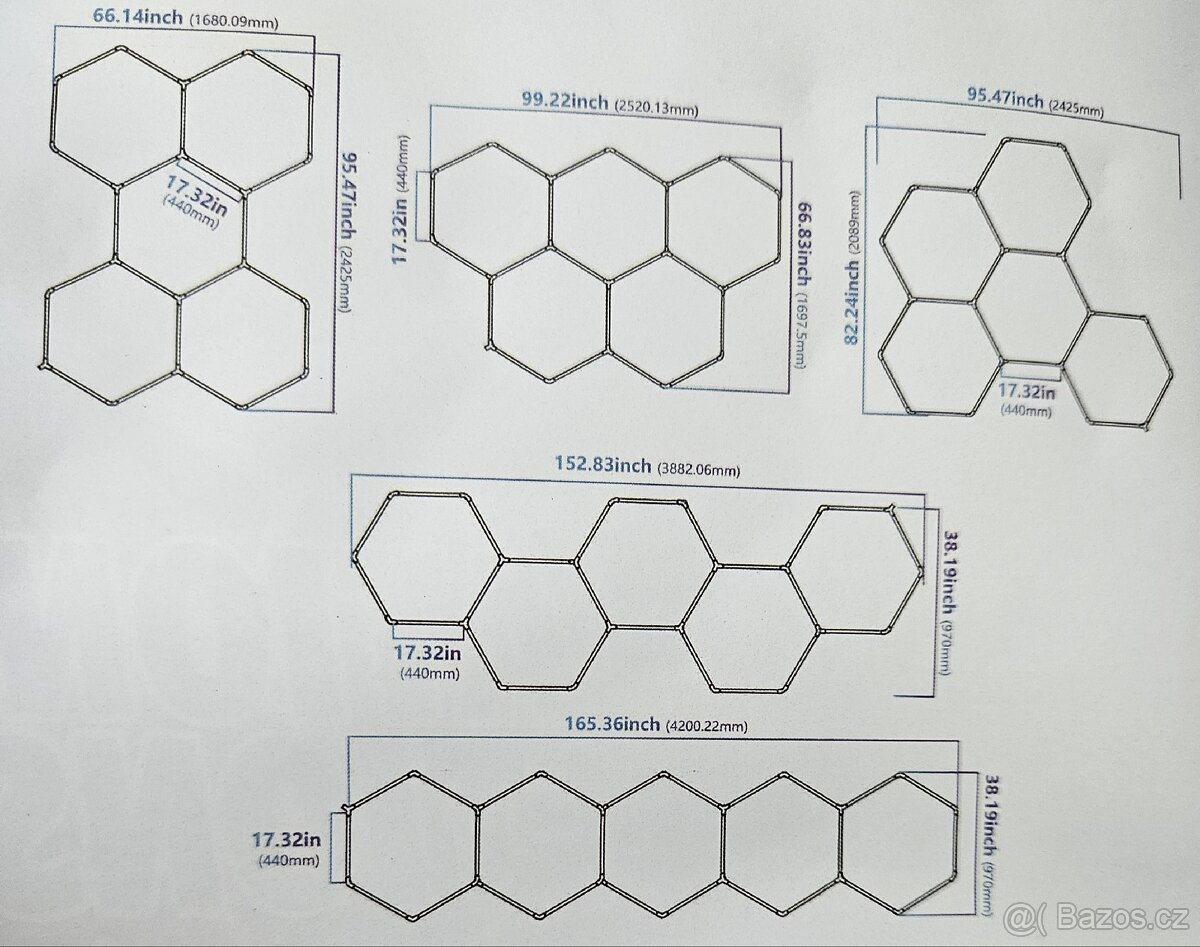 Hexagon LED světlo, 5 ks, volitelná teplota světla - 4