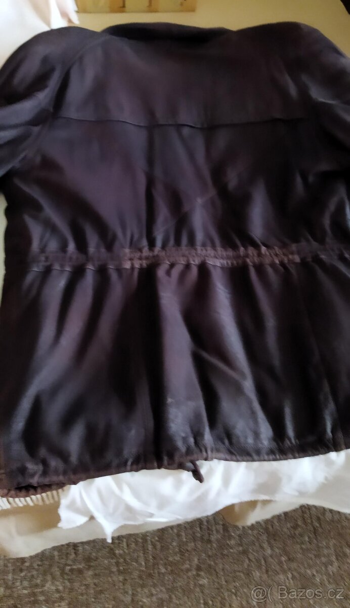 Pánská hnědá bunda z broušené kůže - 4