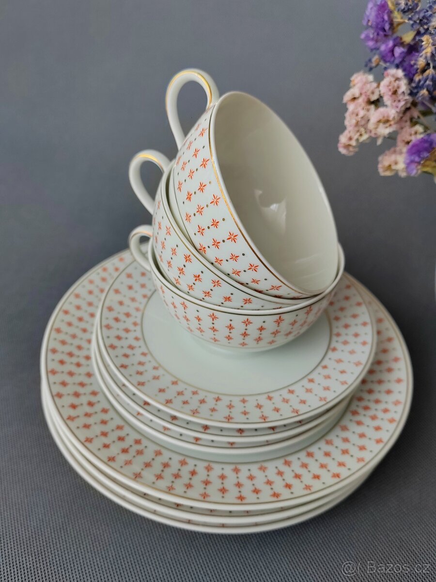 Krásná starožitná porcelánova sada Kaestner Saxonia 1929-37 - 4