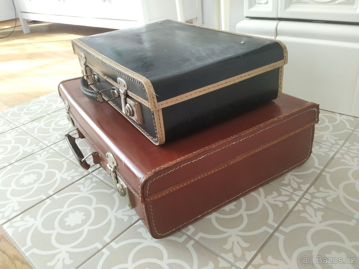 Starý retro kufr koženka Kazeto hnědý - 4