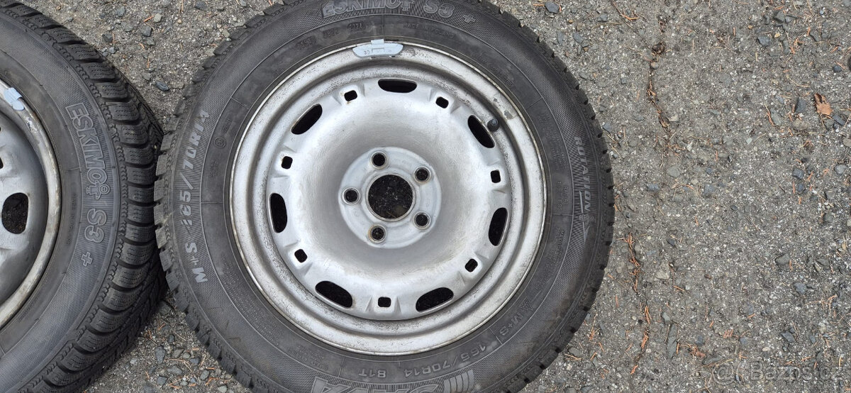Plechové disky Škoda 5x100 5x14 ET35 165/70r14 Sava S3 zimní - 4
