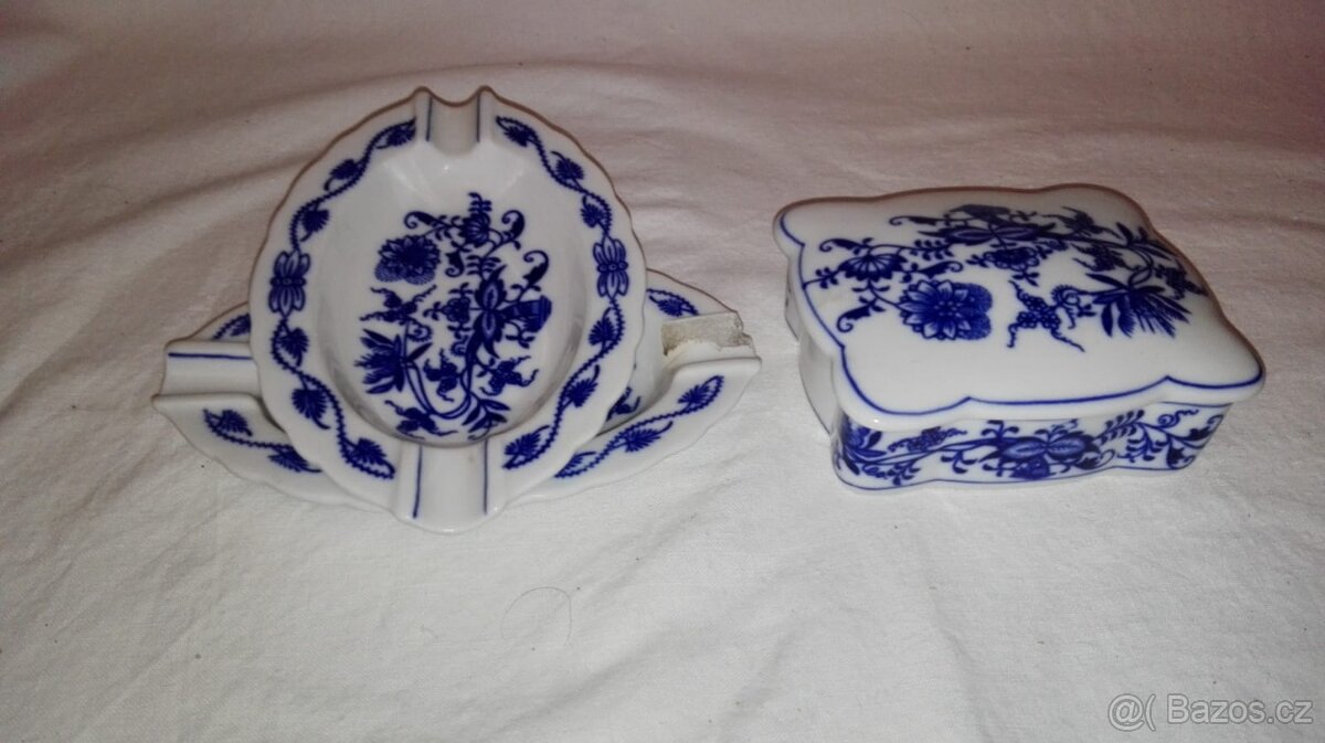 Cibulák 2 druhy popelníků + šperkovnice 1Tř staré značení - 4