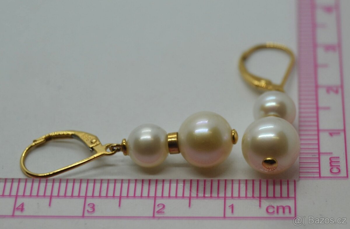 Zlaté náušnice Perly - 4