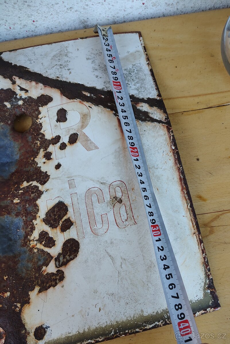 Stará smaltovaná cedule Pozor Štátna hranica - 4