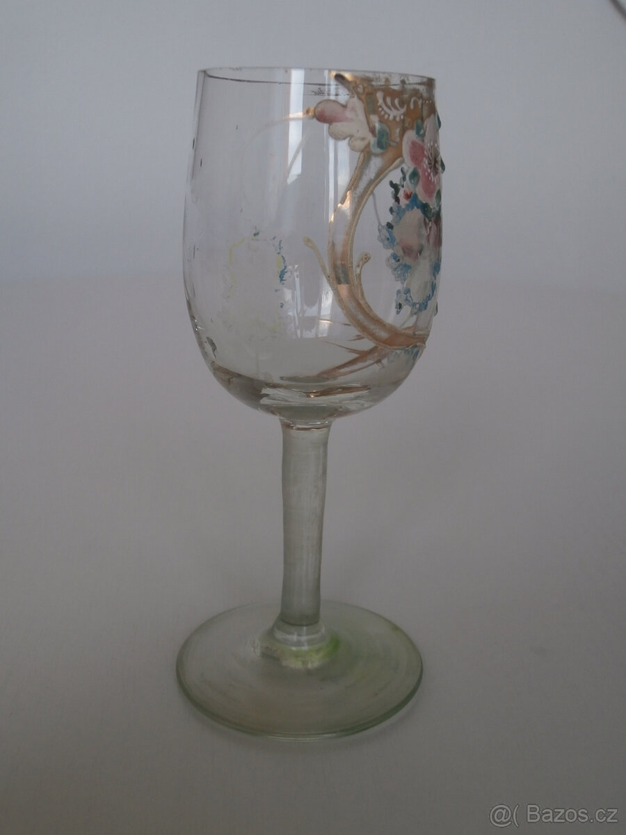 Historická sklenička, ručně malovaná, 19. - poč. 20. století - 4
