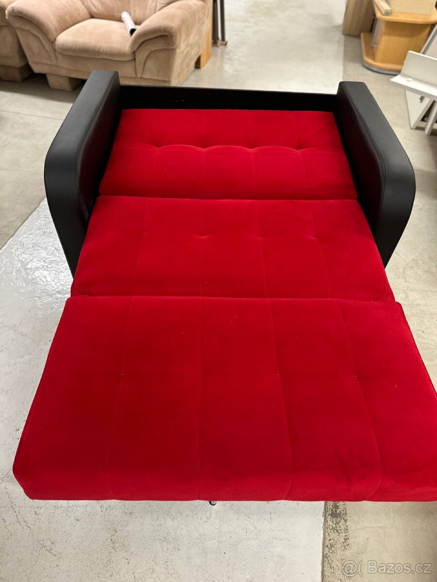 Rozkládací pohovka červeno-černá - 4