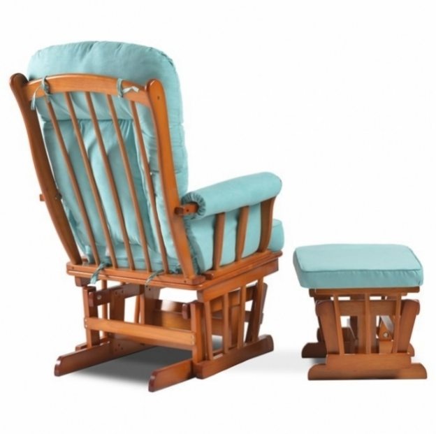 Prodáme Houpací křeslo, kojící křeslo s podnožkou modrá látk - 4