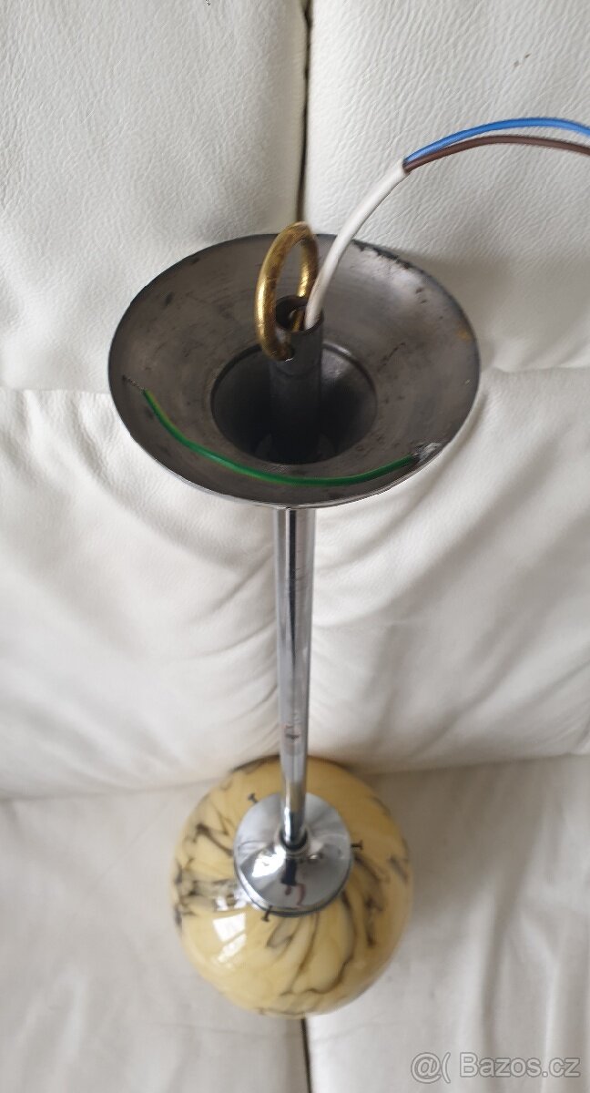 Starožitný lustr art deco koule na tyči - 4