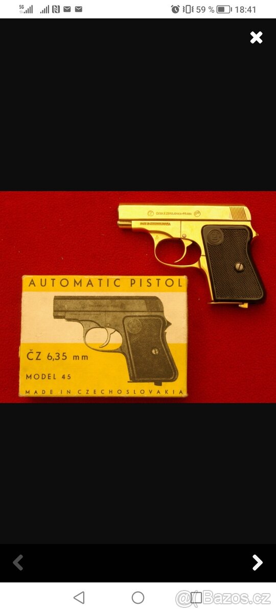 Pistole ČZ 45 v pozlaceném provedení - 4