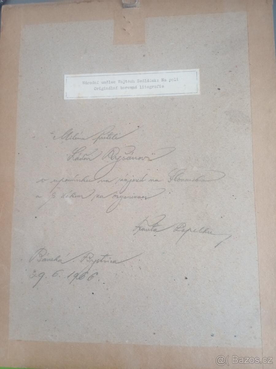 Vojtěch Sedláček - originál barevná litografie - 4