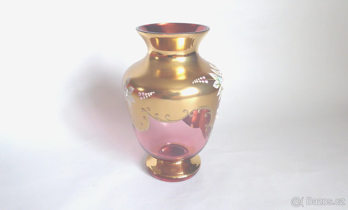 A427_ Váza, novoborské sklo, smalt, retro, cca 1969 - 4