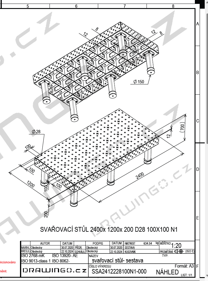 Svařovací stůl - výrobní dokumentace - 4