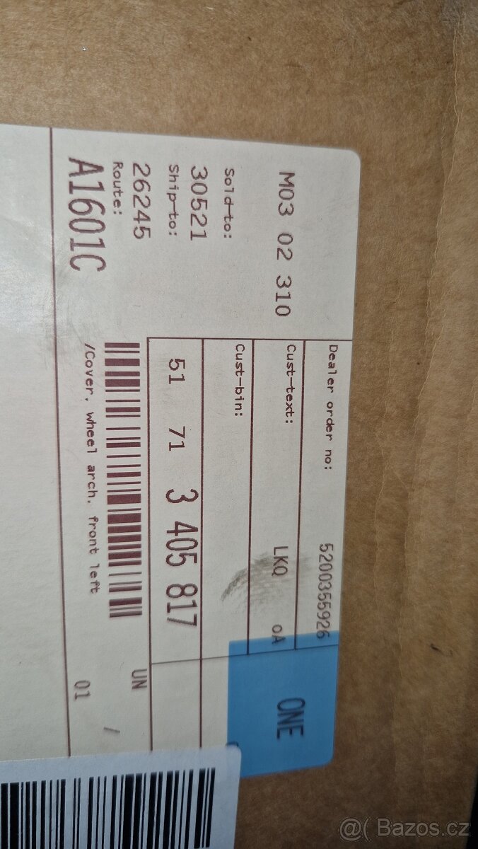 BMW X3 E83 Lem blatníku levý 51713405817 - 4