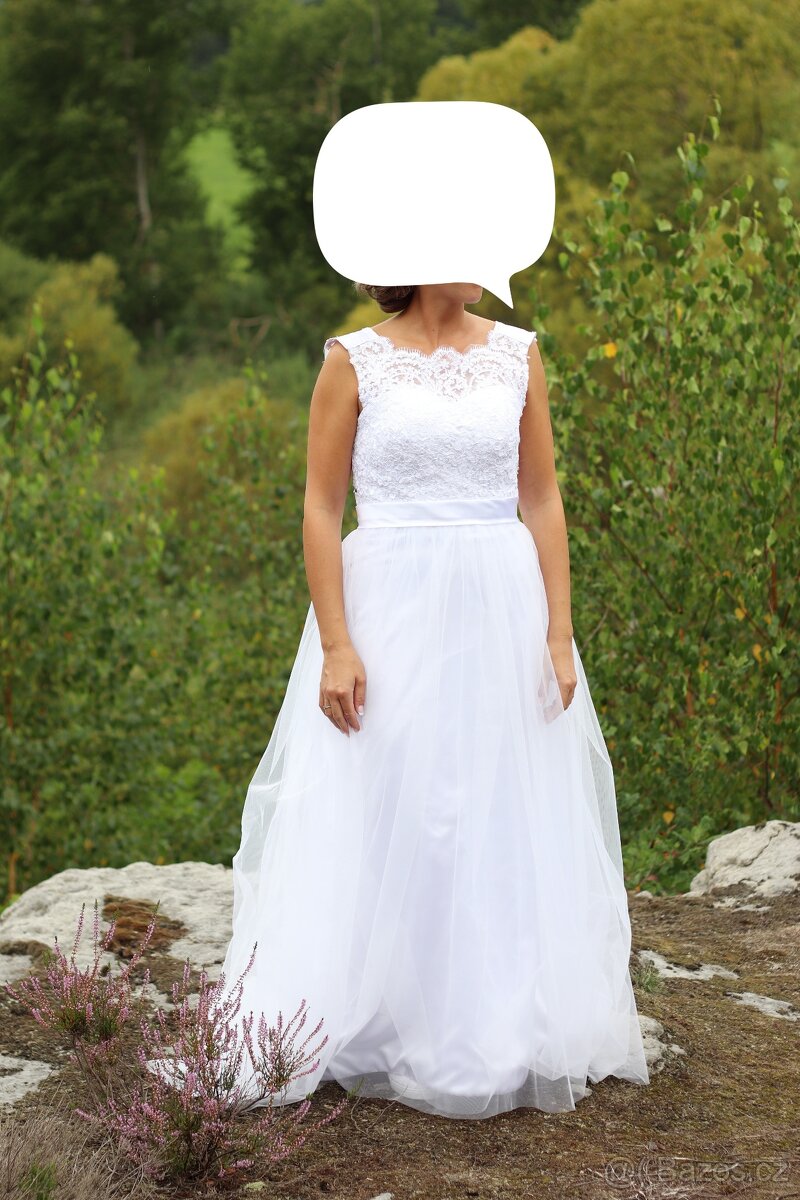 Krásné svatební šaty vel. XS-M + svatební doplňky zdarma - 4