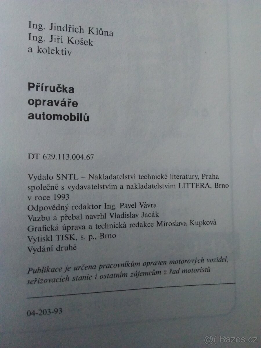 Příručka opraváře automobilů 1993. - 4