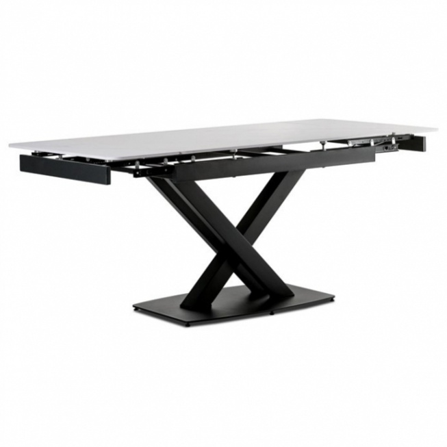 Rozkládací jídelní stůl 120-180x80 cm bílý HT-450 s keramick - 4