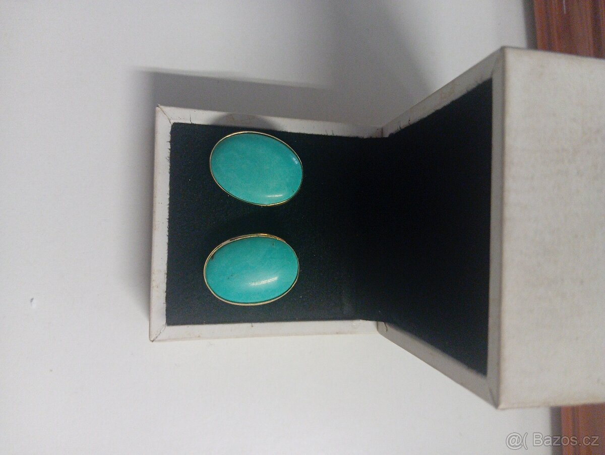 IMPOZANTNÍ ZLATÉ NÁUŠNICE S TYRKYSY - 4