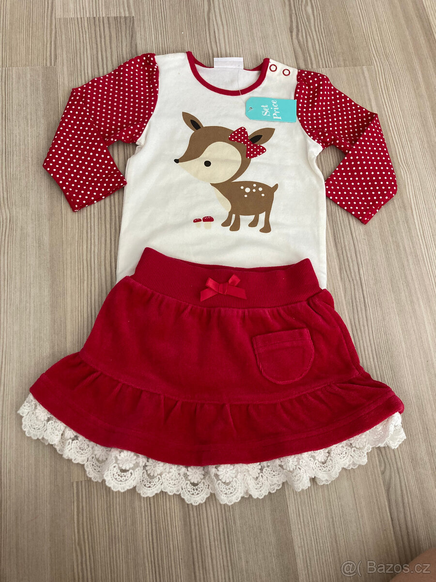 Lindex vánoční souprava body+sukně + čepice H&M, v. 68 NOVÁ - 4