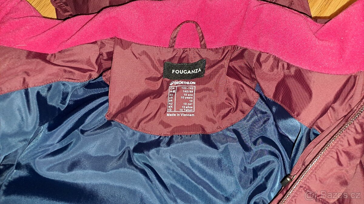 Zimní hřejivá dětská jezdecká bunda 500 WARM vínová - 4