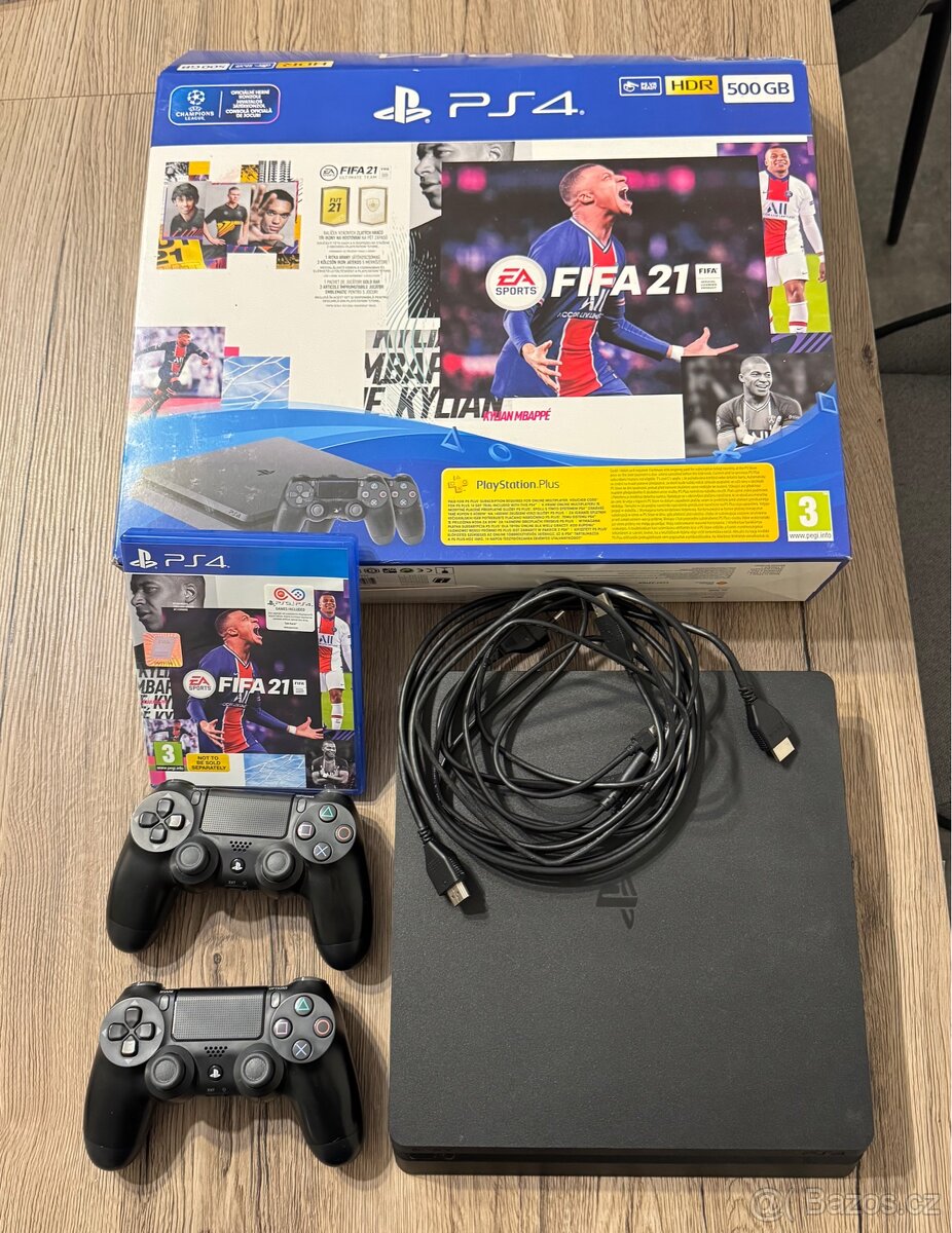 PlayStation 4 Slim 500 GB + 2 ovladače + FIFA 21 + krabice - 4