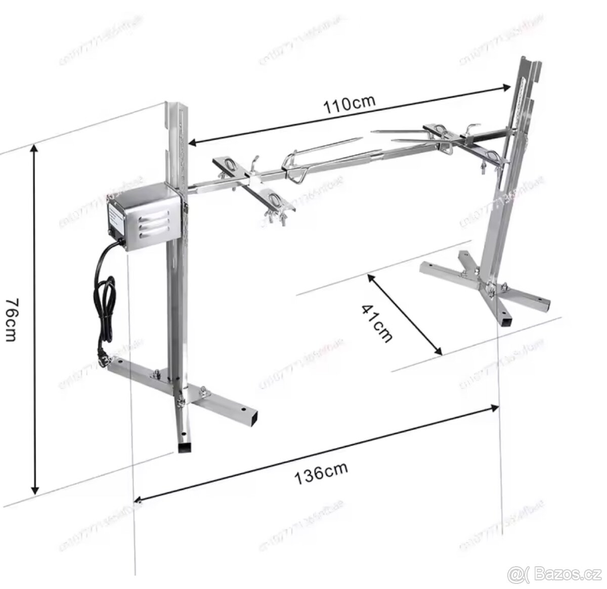 Rotační gril s motorem a stojanem - 4